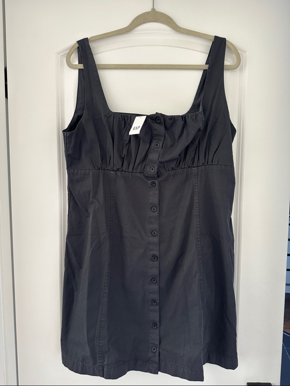 GAP Black Button-Front Square-Neck Dress